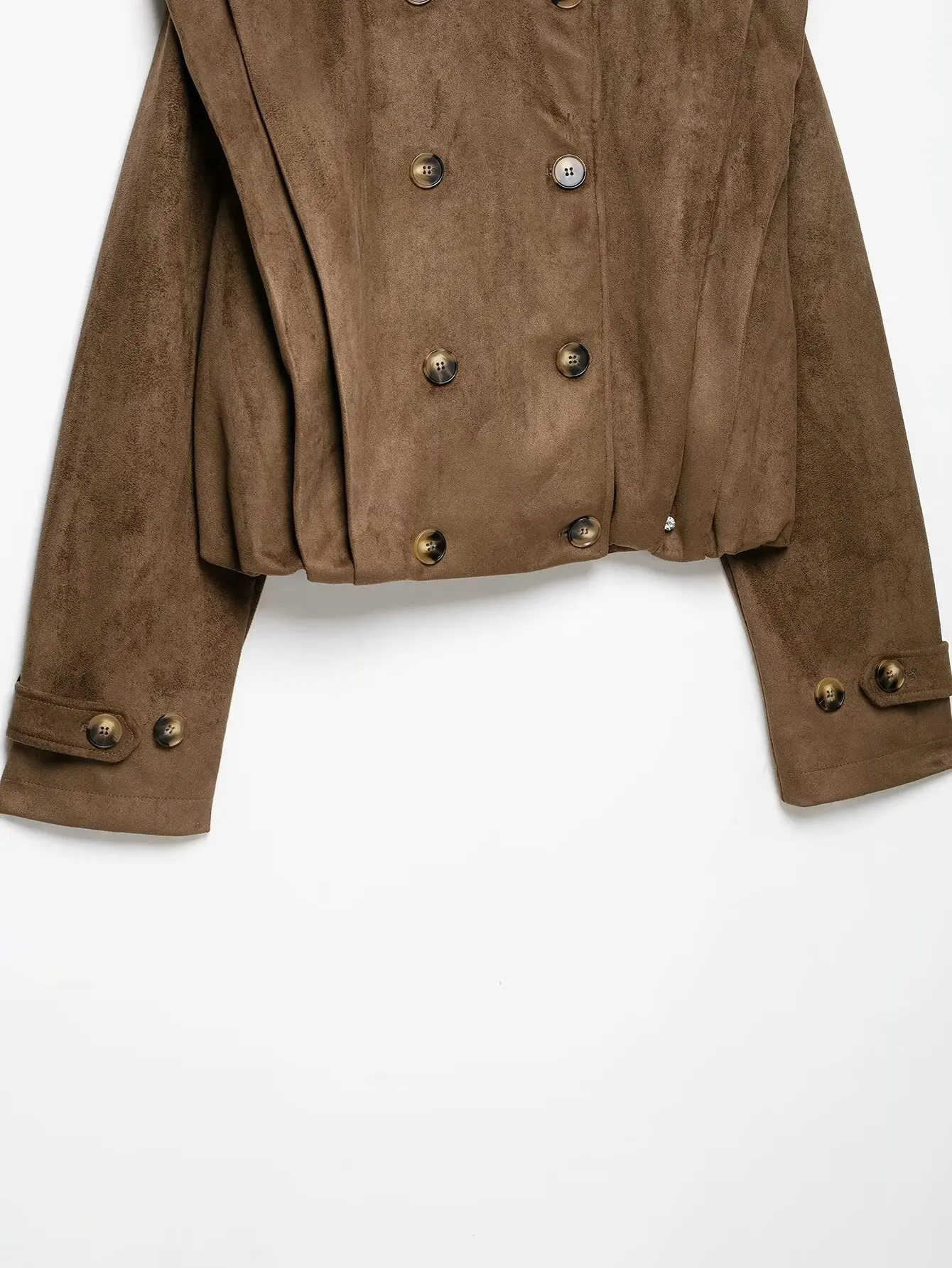 TFMLN Damenjacke mit Stehkragen, doppelreihig, langärmelig, lässiger Kunstwildledermantel, neues, elegantes Streetwear-Modell für Damen – Detail 7