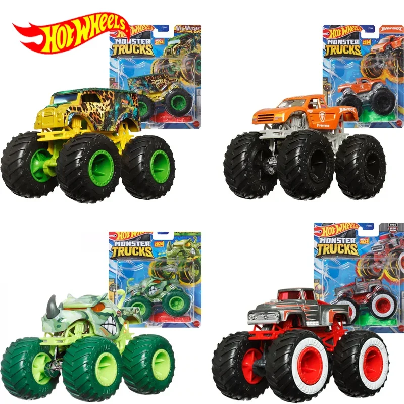 Original Hot Wheels Auto Monster Trucks Spielzeug für Jungen 1/64 Diecast Big Foot Fahrzeuge Wild Wrecker Samson Insgesamt Mega Wrex Geschenk