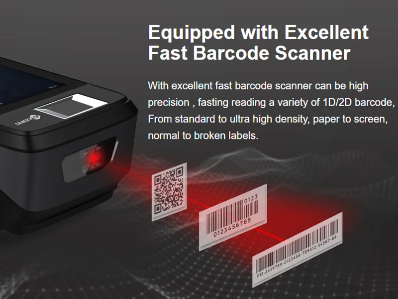 Sleek Handheld Device, Combining Good Looks with Powerful Fingerprint, Scan, Camera, Signature Features.