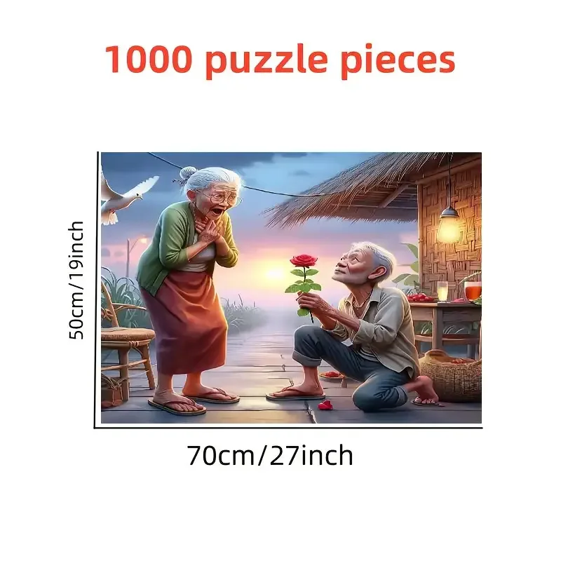 

1000pcs/500pcs Elderly Couple Romantic Scene Jigsaw Puzzle Suitable for Adults - Large Challenging Brain Teaser, Family Activi