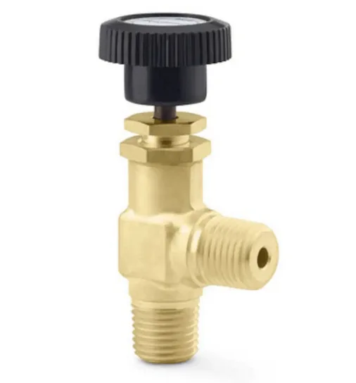 B-4JNA2 Brass Threaded Valve Cap Angle Needle Valve, 1/4 in. MNPT External Thread