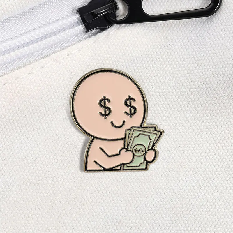 Minimalist Money Man Enamel Pin Pop Art Cash Brooch Bold Dollar Symbol Lapel Badge Trendy Accessory Gifts For Friends