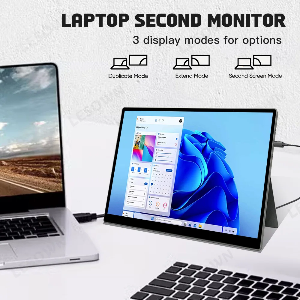 LESOWN Additional Touch Monitor 10.5in 1920×1280 IPS Side Screen Type C HDMI Auxiliary Second Monitor for Windows 7/8/10 mac OS