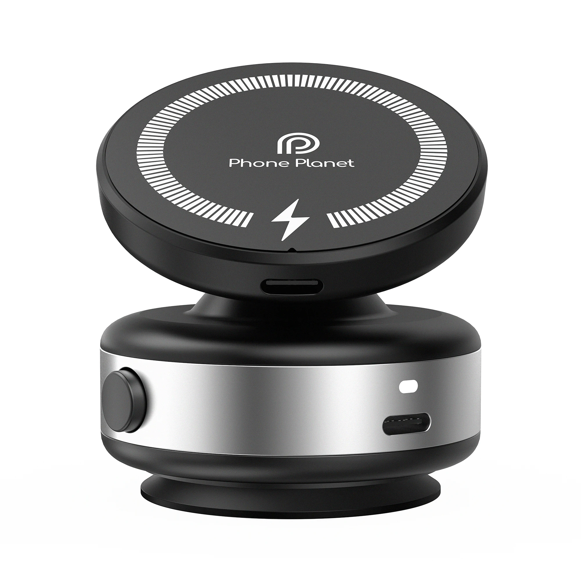 

Car Mount Wireless Charger Magnetic Vacuum Adsorption Bracket 360 Degree Rotating Aluminum Alloy For 4.7-inch Or Above Cellphone