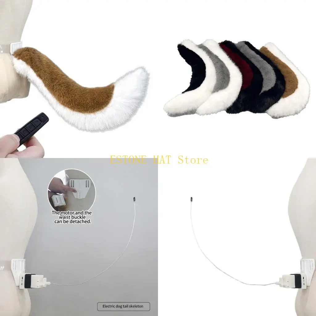 49MF Remote Control Wagging Foxes Wolf Tail Halloween Cosplay Party Costume Accessory