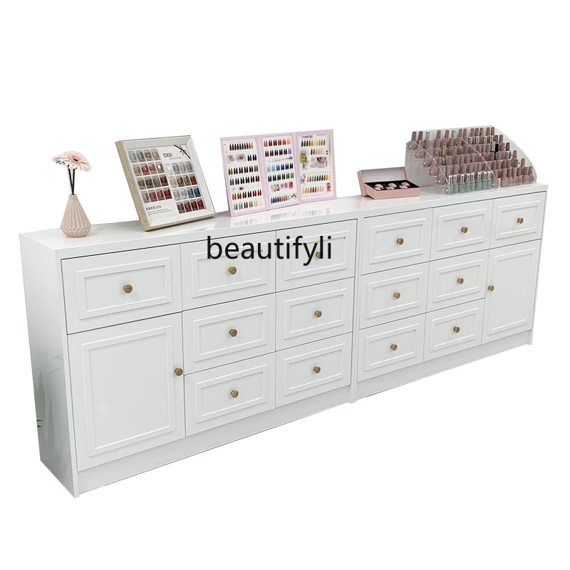 

Nail Polish Low Locker Low Cabinet Storage Display Cabinet Floor Nail Salon Collection and Storage Nail Polish Glue Wall Cabinet