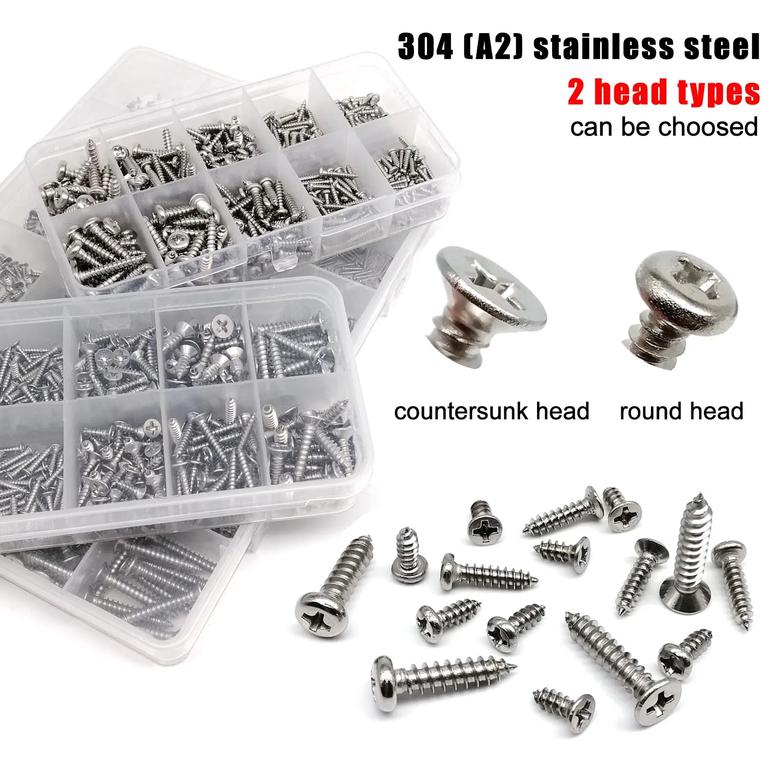 1 Box Mini Micro Small Cross Phillips Head Self-tapping Wood Screw Mix M1.2 M1.4 M1.7 M2 M3 M4 Set Kit 304 A2-70 Stainless Steel