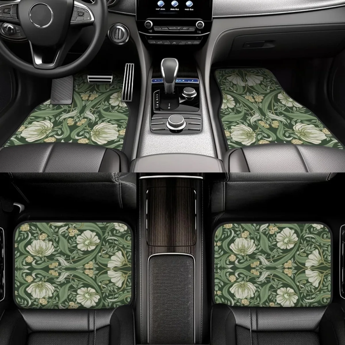

[4pcs Car Floor Mats Set] 4pcs Universal Front And Rear Mats Set for Vehicles, Car Floor Coverings, for Truck Additions Featuring William Morris Floral Designs, Car Interior Decor, Car Interior, Car Interior Additions