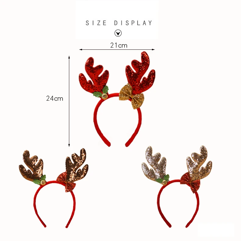 Christmas Headbands Gift Xmas Hair Accessories Headbands Fancy Reindeer Antlers Hairband Xmas Party Decor Hairhoop