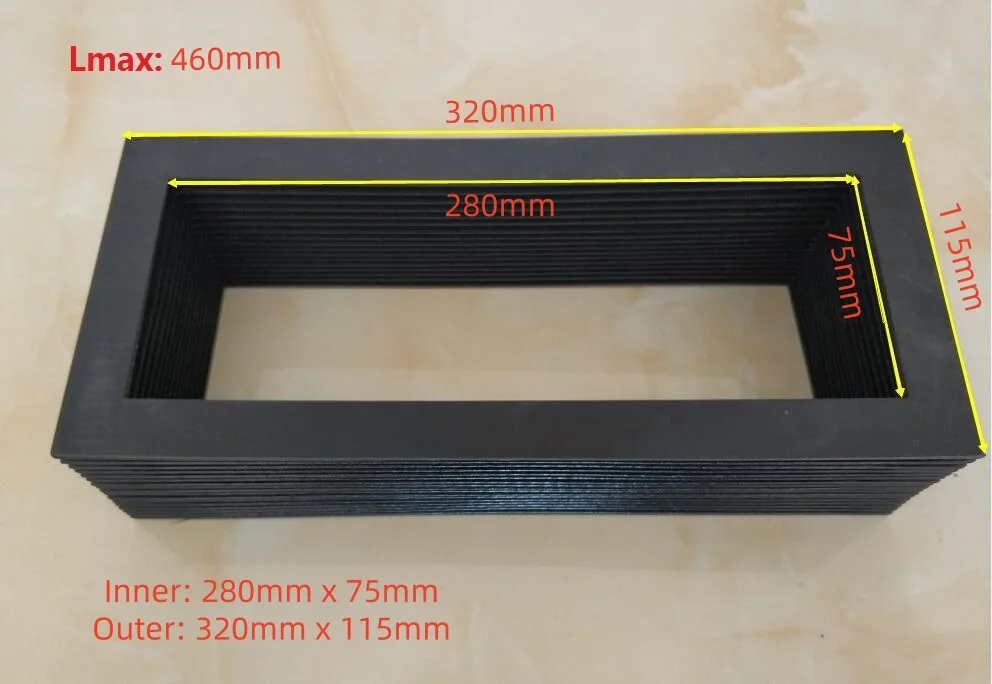 T5 Rectangle Bellows Cover 75mm x 280mm x 460mm for manual Enco Surface Grinder