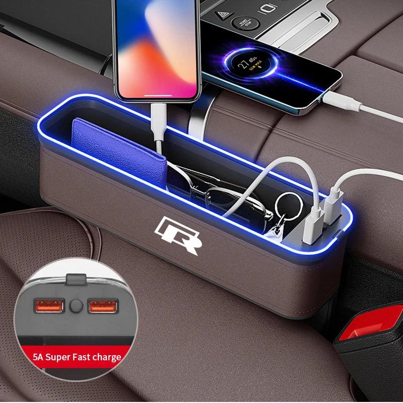 Car USB Charging Multifunction Seat Crevice Storage Box For Volkswagen R GTI Golf Passat Touareg Magotan Tiguan Amarok Scirocco