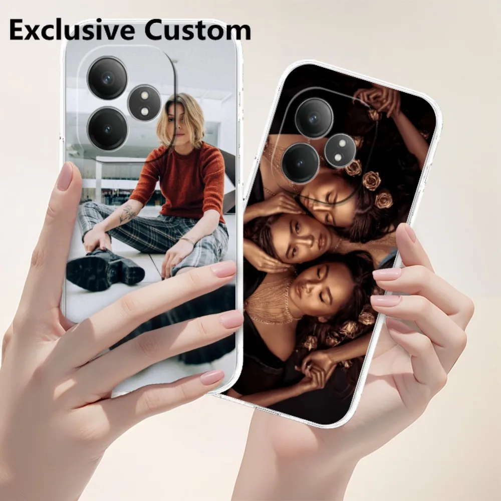 Exclusive Custom Transparent Thick Phone Case for Realme 9 10 12 C30 C53 C63 V11 PRO 5G DIY Cover Customized Design Name Photo