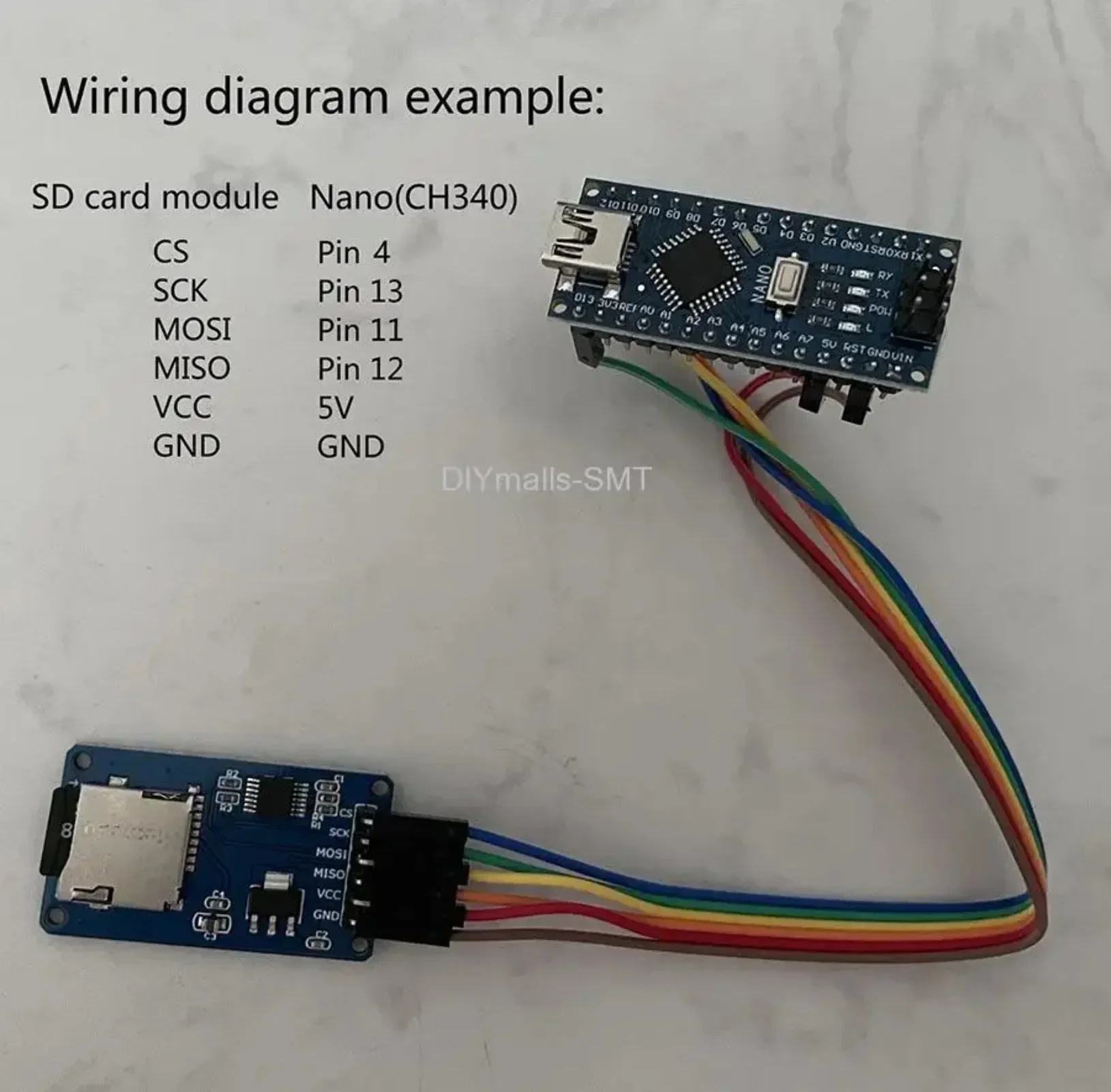 5PCS MicroSD Card Adapter Module - Micro TF Card Reader with SPI Interface & 40P Dupont Wires for Arduino/Breadboard