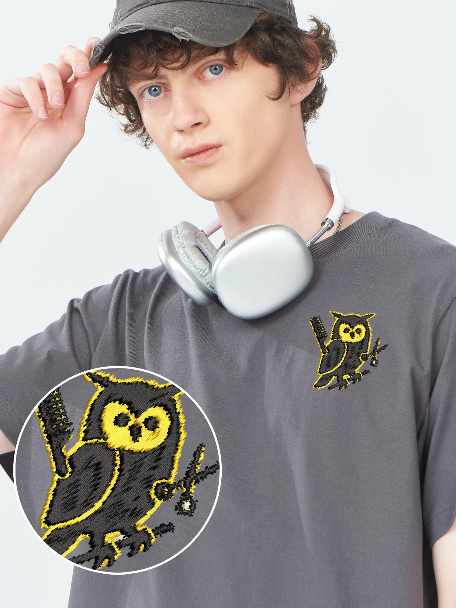

Newest Embroidered Tshirt Owl Hairstylist Funny Camiseta Men Cotton Comfort High Quality Embroidery T Shirts