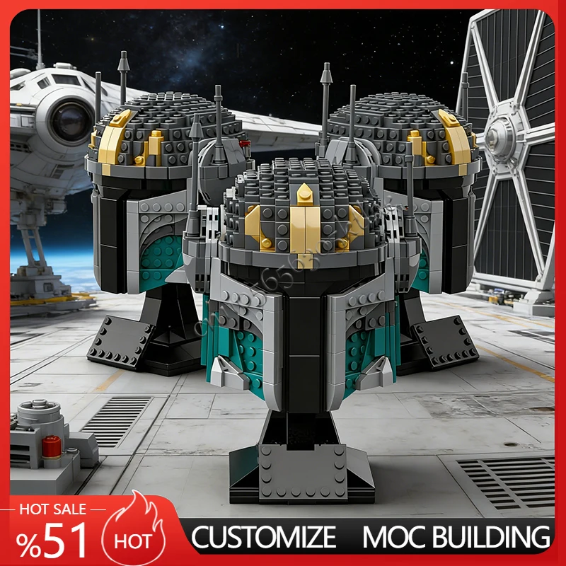 

629 PCS Star Plan MOC Helmet Pre Vizsla MOC SpaceShip Battle Model DIY Building Blocks Architecture Education Assembly Model Toy