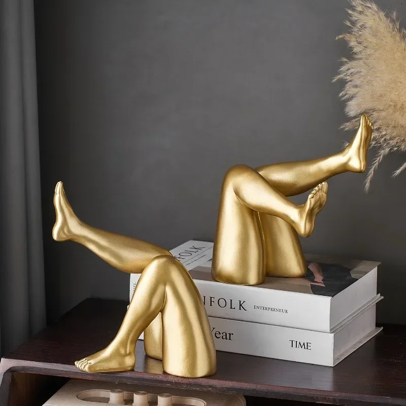 European Electroplated Gold Figure Resin Abstract Bookend Living Room Office Wine Cabinet Human Body Ornaments High-grade Gifts