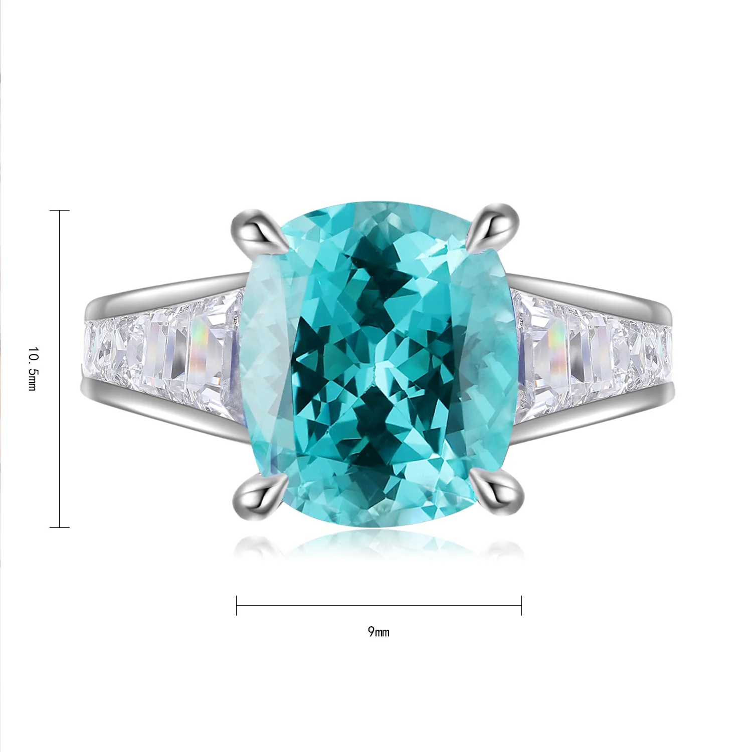 MuShan Brand Jewelry 925 Sterling Silver Ring Lab Grown Emerald Heart Engagement Ring for Women 18K Gold Plated Engagement Rings view 5