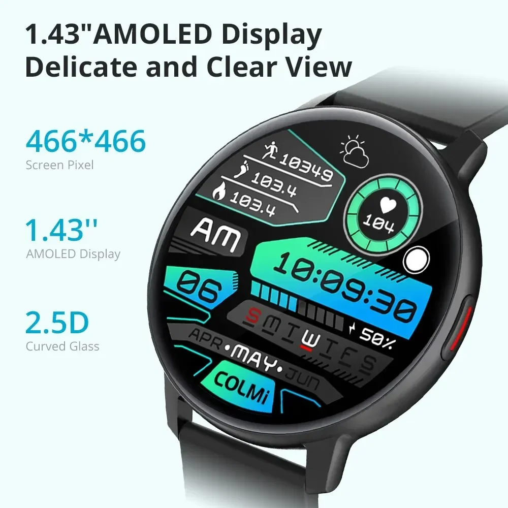 2024 Smartwatch - 1.43" AMOLED Screen 100+ Sports Modes  Long Endurance Display - for Men  Women Health Monitoring Computer