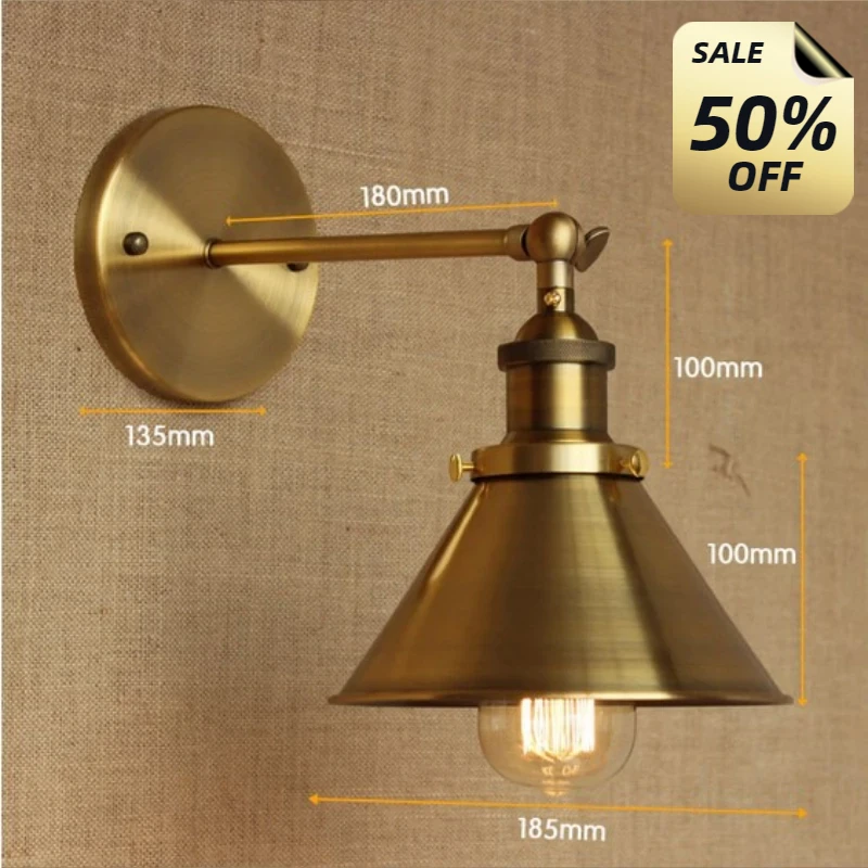 

Wrount Iron Brass Vintage Wall Lamp Light For Cafe Room Edison Wall Sconce Arandela In America Loft Industrial Style