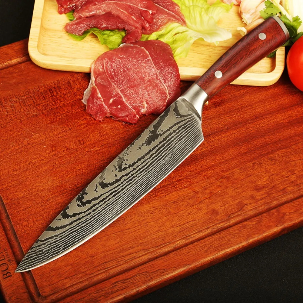 

8 inch Kitchen Knife Stianless Steel 7Cr17mov Chef's Knife Sushi Sasimi Fishing Knife Japanese Kitchen Chef Slicing Knives