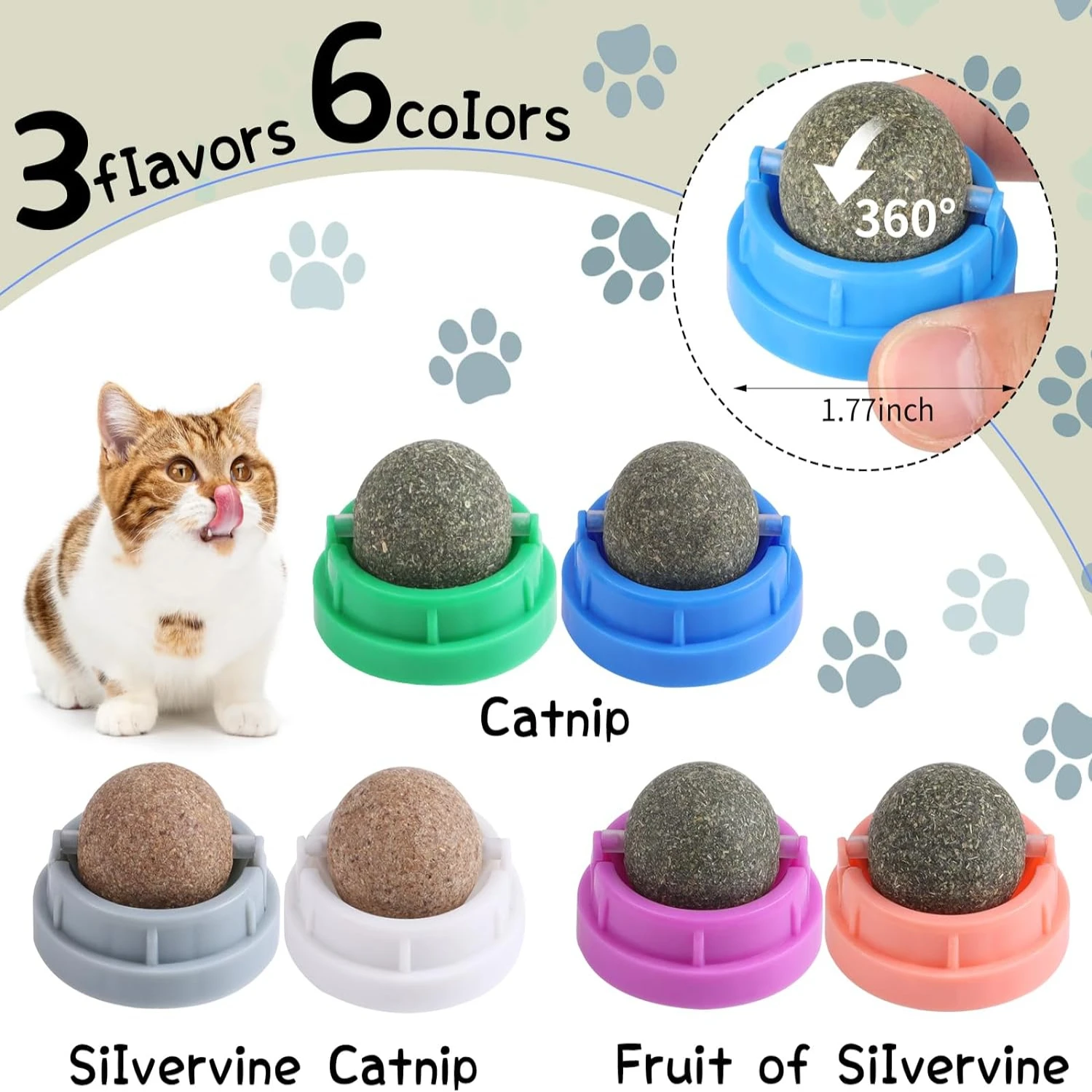 Safe and fun wall interactive and engaging catnip toys for your feline friend - Delicious set of 6 healthy and tasty catnip ball