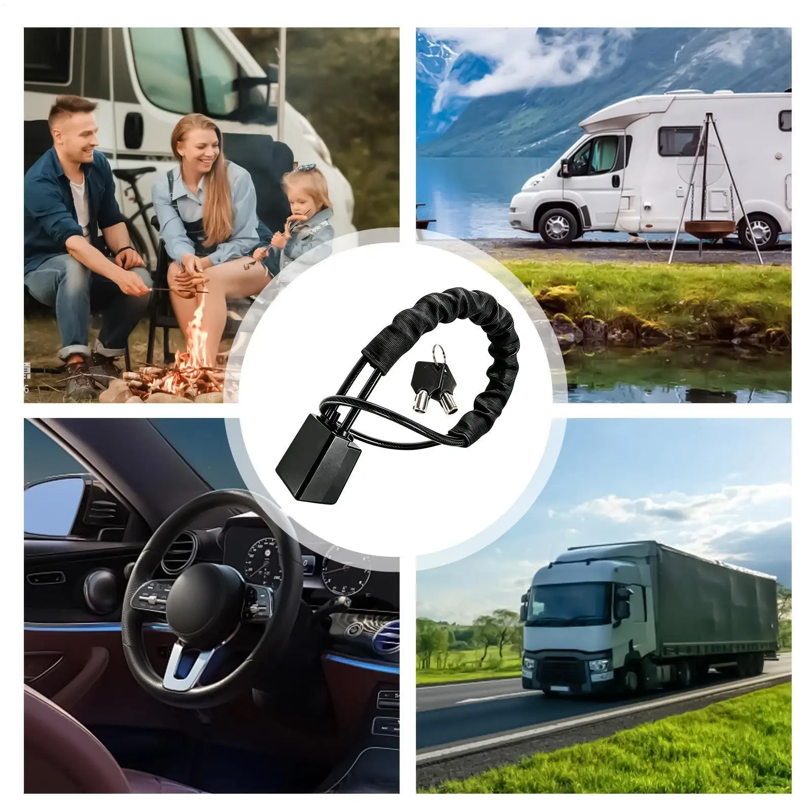Car Wheel Lock Universal Secure Anti-Theft Device With 2 Keys Car Steering Wheel Device For Vehicle Truck Van Golf Cart Trailer