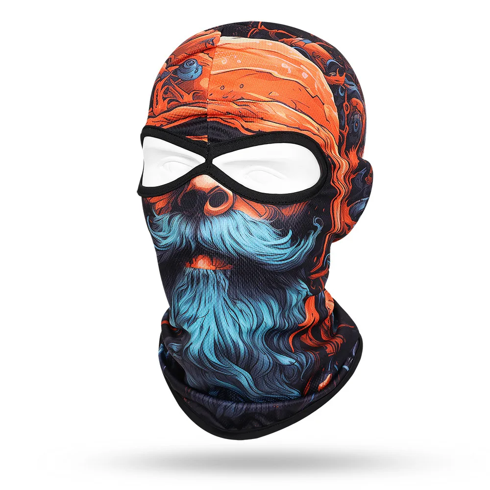 2 Holes Beard Men Balaclava Skull Full Face Cover Breathable Motorcycle Headgear Outdoor Hiking Hunting Cycling Masks Hood Caps view 3