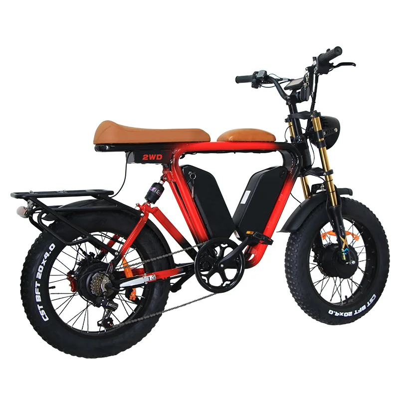 Portable Cheap Electric Bicycle 48v 22AH 20inch Wheel Dual Battery Fatbike Electric Bike 1000W E-bike 48V Fat Bike