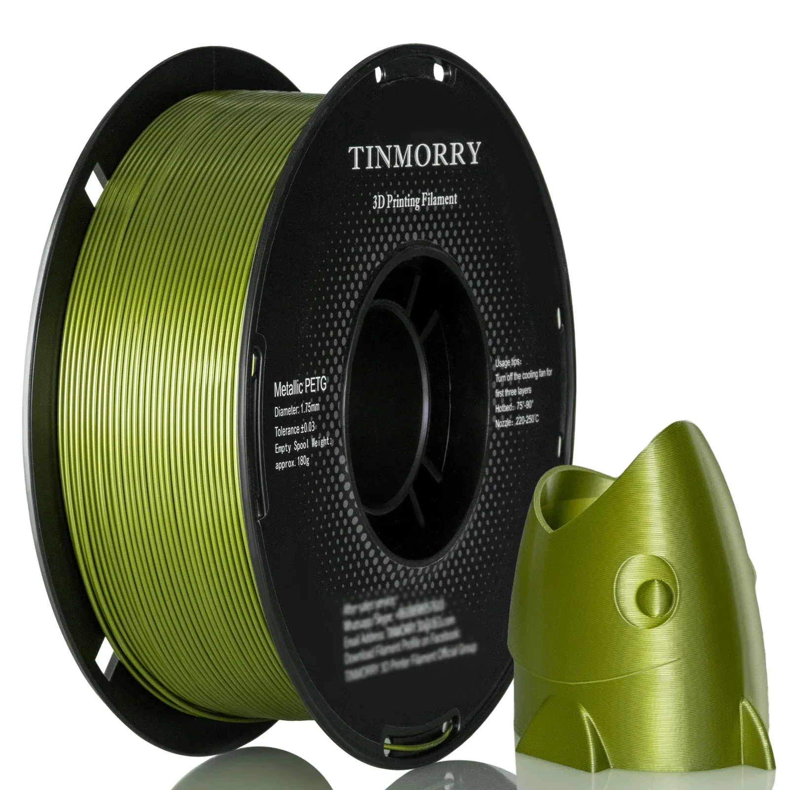 1.75mm 1KG For Bambu FDM Printer TINMORRY Tianrui Metal Texture PETG Filament | Ditch Low-Quality Filament That Strings & Warps