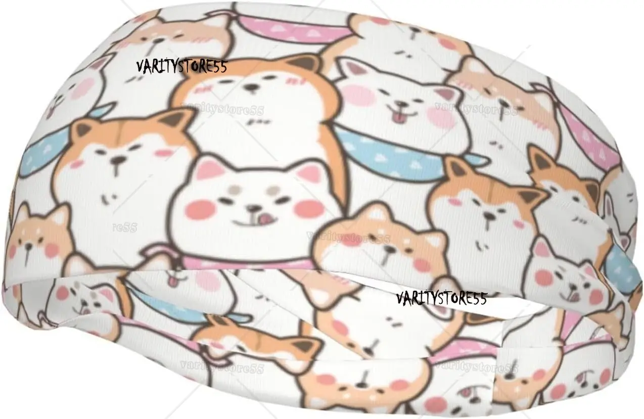 

Headband for Women Mens Cute Cartoon Shiba Inu Akita Dog Cycling Sweatband Moisture Wicking Sweatband for Basketball
