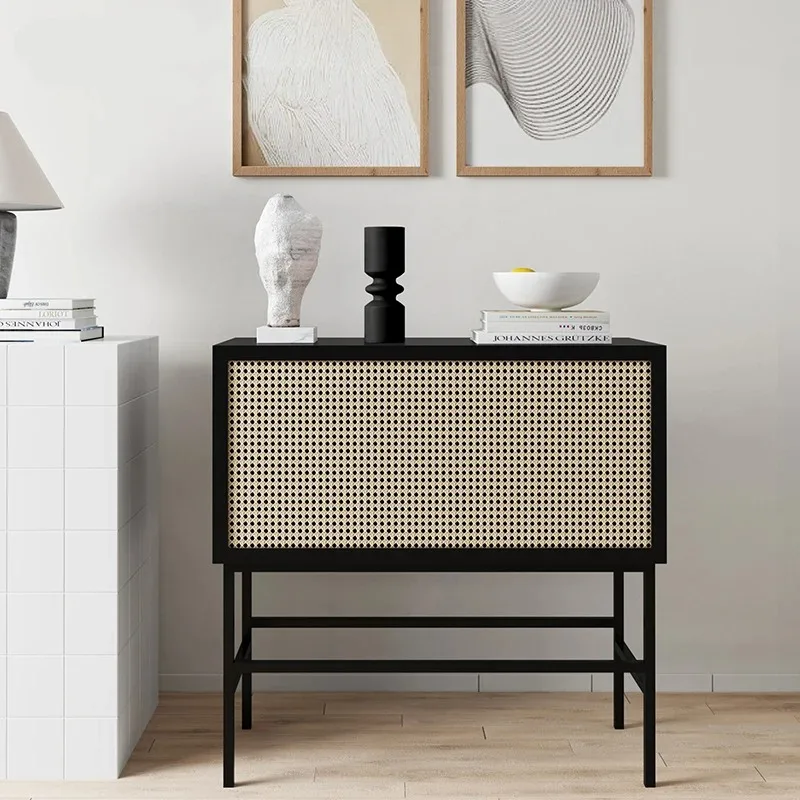 Showcase High Living Room Cabinets Luxury Beauty Italian Rattan Storage Cabinet Multiple Purpose Meuble Rangement Home Furniture