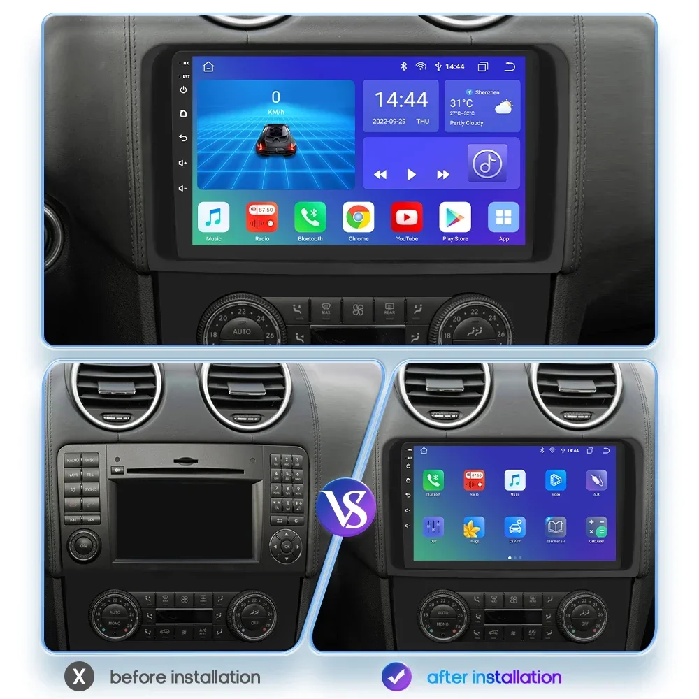 8G+128G 4G-LTE Carplay AI 2Din Android Car Radio GPS for Mercedes Benz X164 GL Class ML W164 ML500 AutoRadio DSP IPS Screen RDS