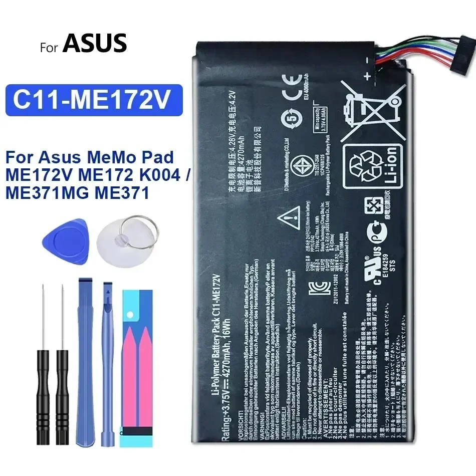 Tablet Li-Polymer Battery For Asus MeMo Pad ME172V ME172 K004 / ME371MG ME371  Replacement 4270mAh C11-ME172V