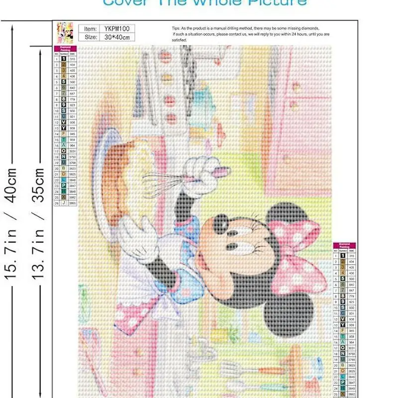 1 шт., очаровательный набор для выпечки 5D алмазной живописи с Минни Маусом Диснея, DIY полная дрель, круглые стразы, художественное ремесло, 40x50 см, мультяшный шеф-повар