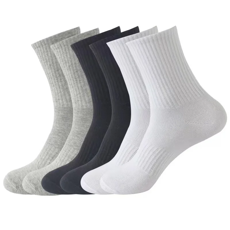 

5 Pairs Women Sports Mid Calf Socks 3 Styles Solid Simple Socks Running Soft Cotton Boat Socks Fashion Towel Bottom Ankle Socks