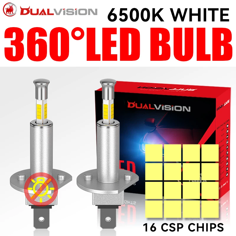 

360 H1 LED Canbus 3D CSP Chips 6500K White H7 H4 H11 H8 H9 9005 HB3 9006 HB4 Mini Diode Car Headlight Fog Light For Lens 12V 24V