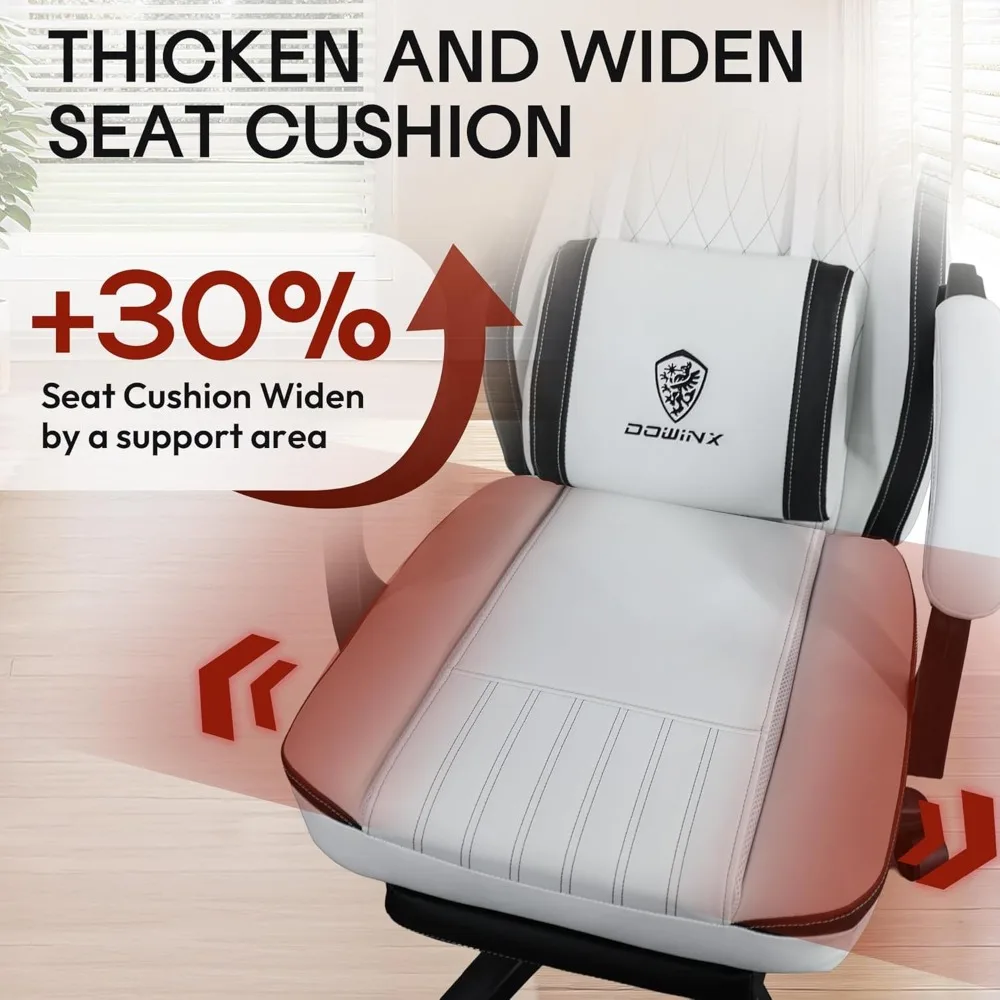 كرسي ألعاب مريح من جلد البولي يوريثان قابل للتنفس مع مسند للقدمين، دعم قطني للتدليك للكبيرة والطويلة، راحة للاعبين