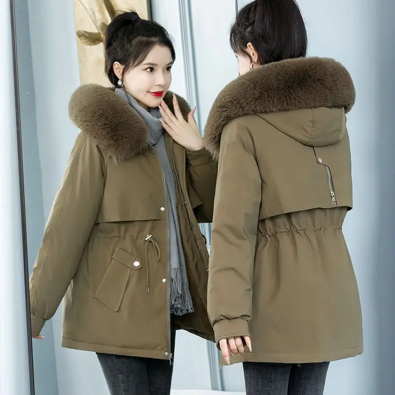 

Down Jacket Women's 2022 New Winter Loose Cotton Jacket Short Plus Velvet Parka Down Jacket
