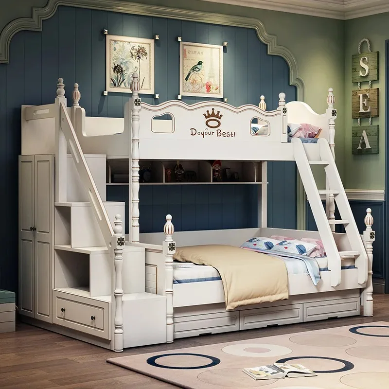 고품질 저가 단일 아동용 원목 창의적 슬라이드 엄마와 아이 침대 침실용