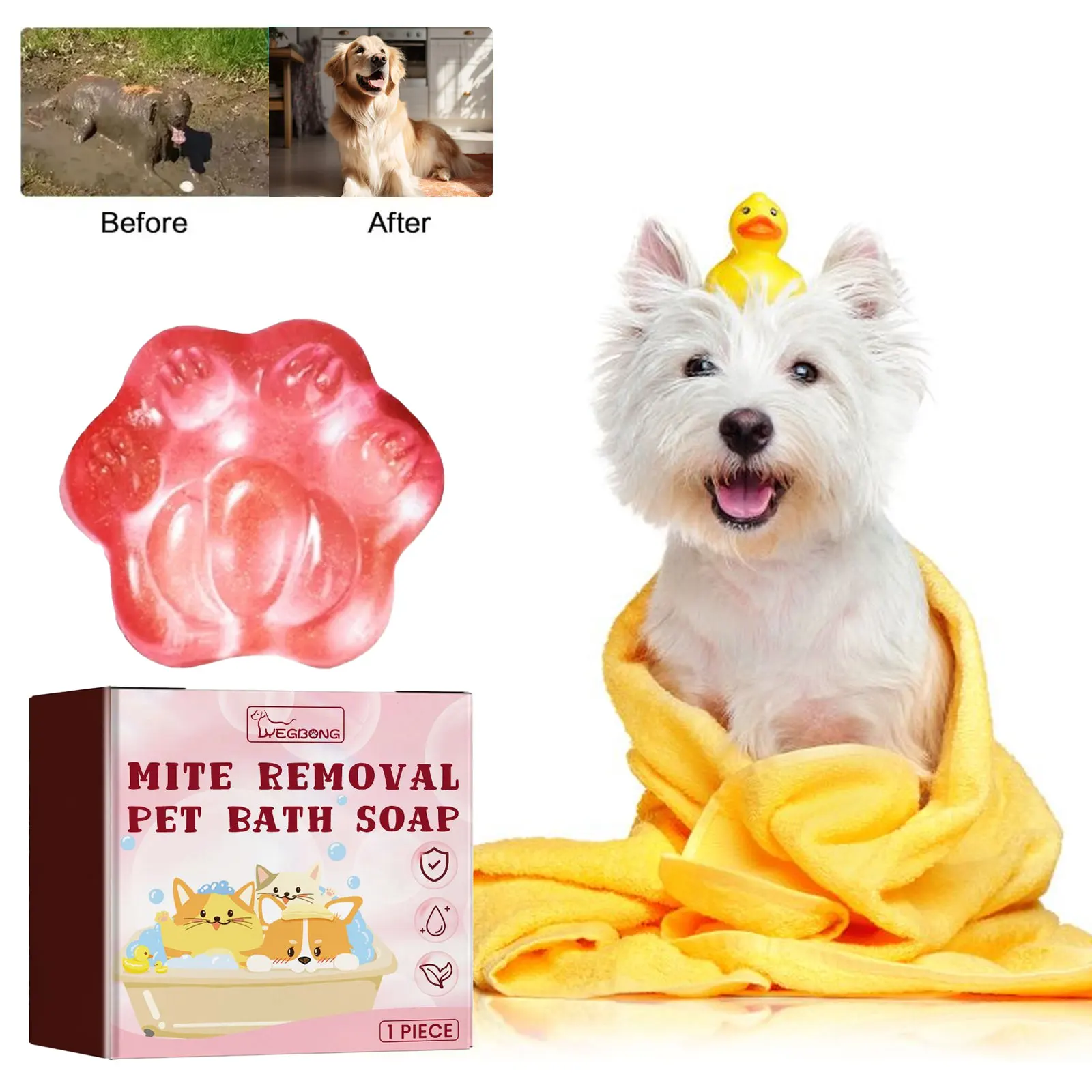 

Pet Mite Removal Soap Body Deodorization Cleaning Hair Softening Smoothing Itching Irritation Relief Anti Flea Lice Dog Bar Soap