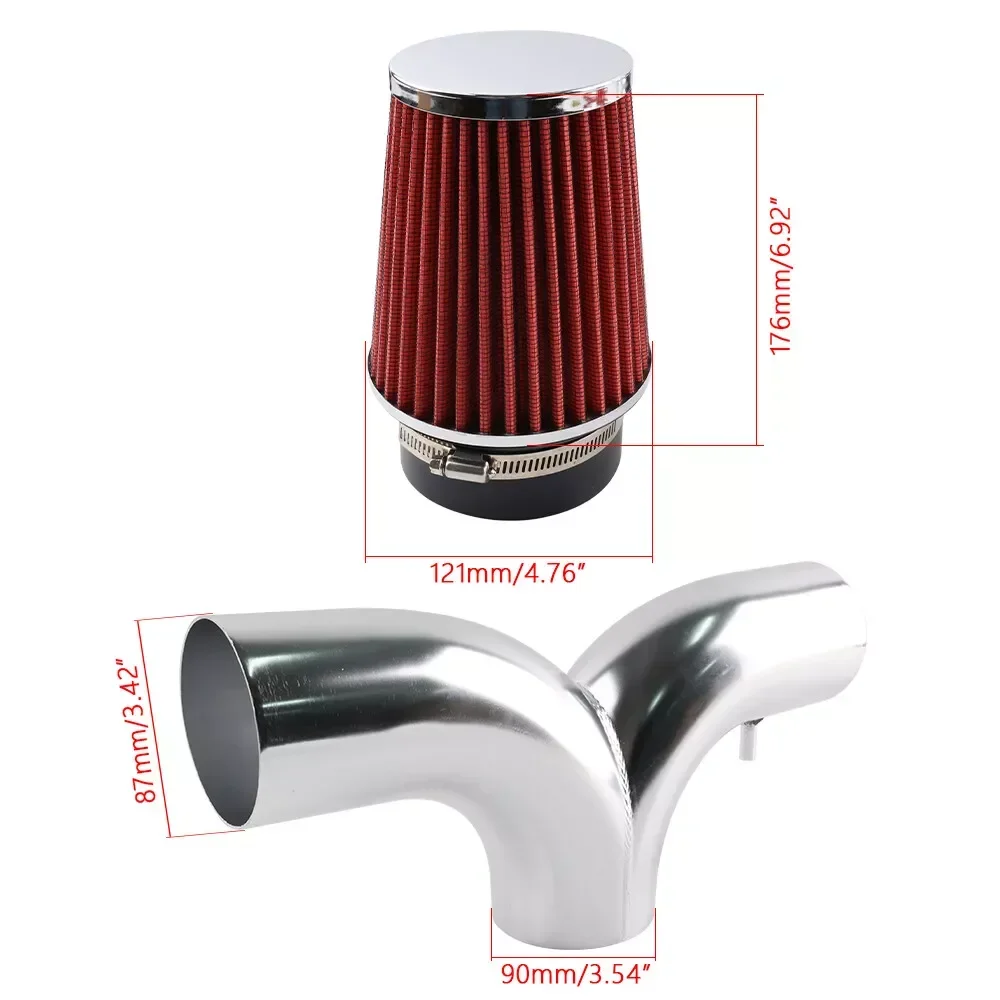 Red Front Dual Twin Short Ram Air Intake Kit Aluminum For 2001-2004 Chevy Corvette C5 5.7L V8 Air Intakes Parts