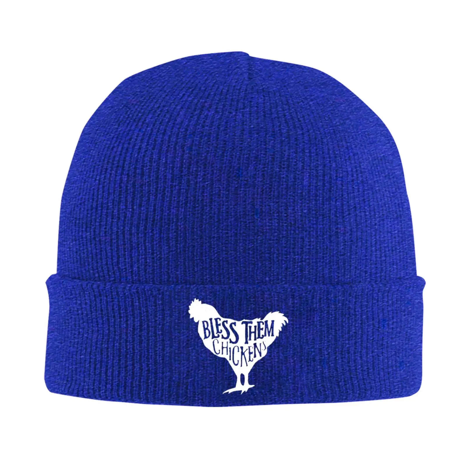 Funny Rooster Bless Them Chicken Letter Knitted Beanie One Size Soft Warm Winter Unisex Casual Skull Cap Gift