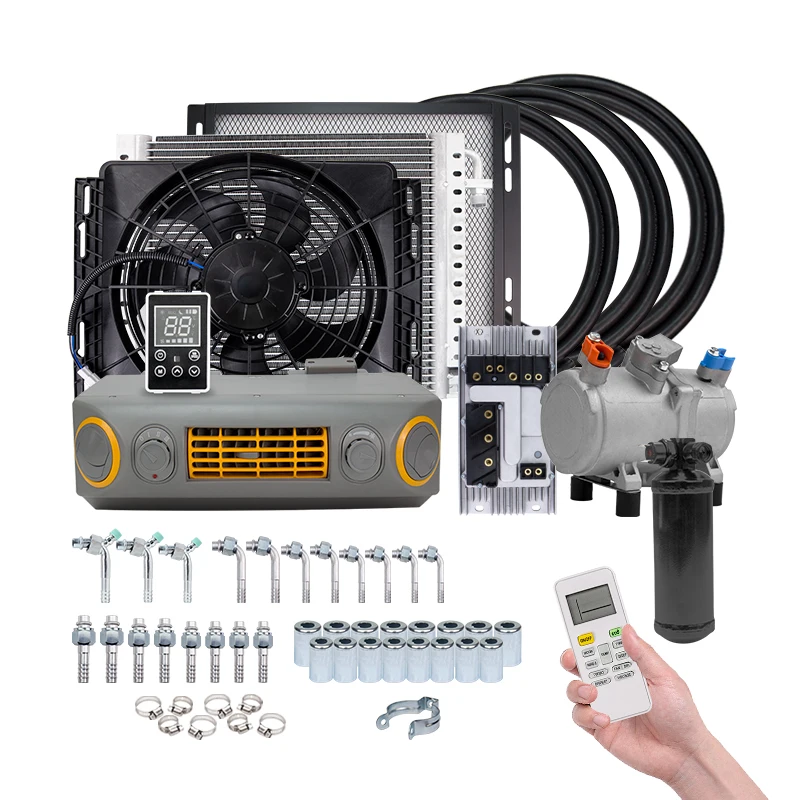 

Universal 12V 24V Underdash A/C Auto Electric Air Conditioning Compressor Evaporator Kit for Car Van Street Rod Conditioner