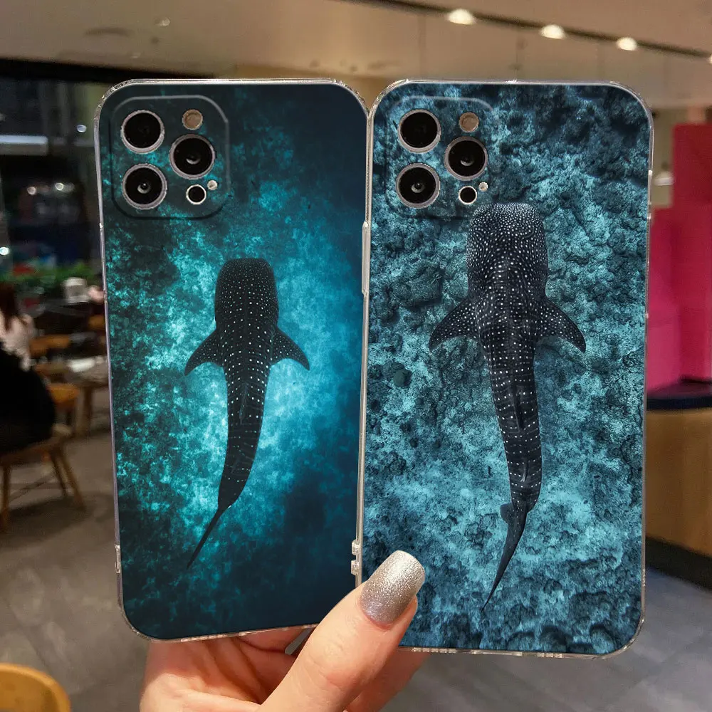 Whale Shark Ocean Clear Phone Case For iPhone 11 15 14 Pro Max 12 13 Mini 16 Pro 15 Plus X XS 8 7 SE Cover Soft Transparent Case