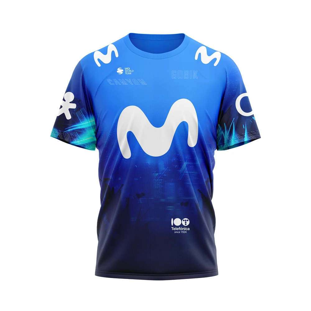 MOVISTAR TEAM-Camisola de Ciclismo para Homens e Mulheres, Camiseta de Manga Curta, Esportes ao Ar Livre, Roupas de Competição, Crianças, 3D, Verão, Novo, 2024