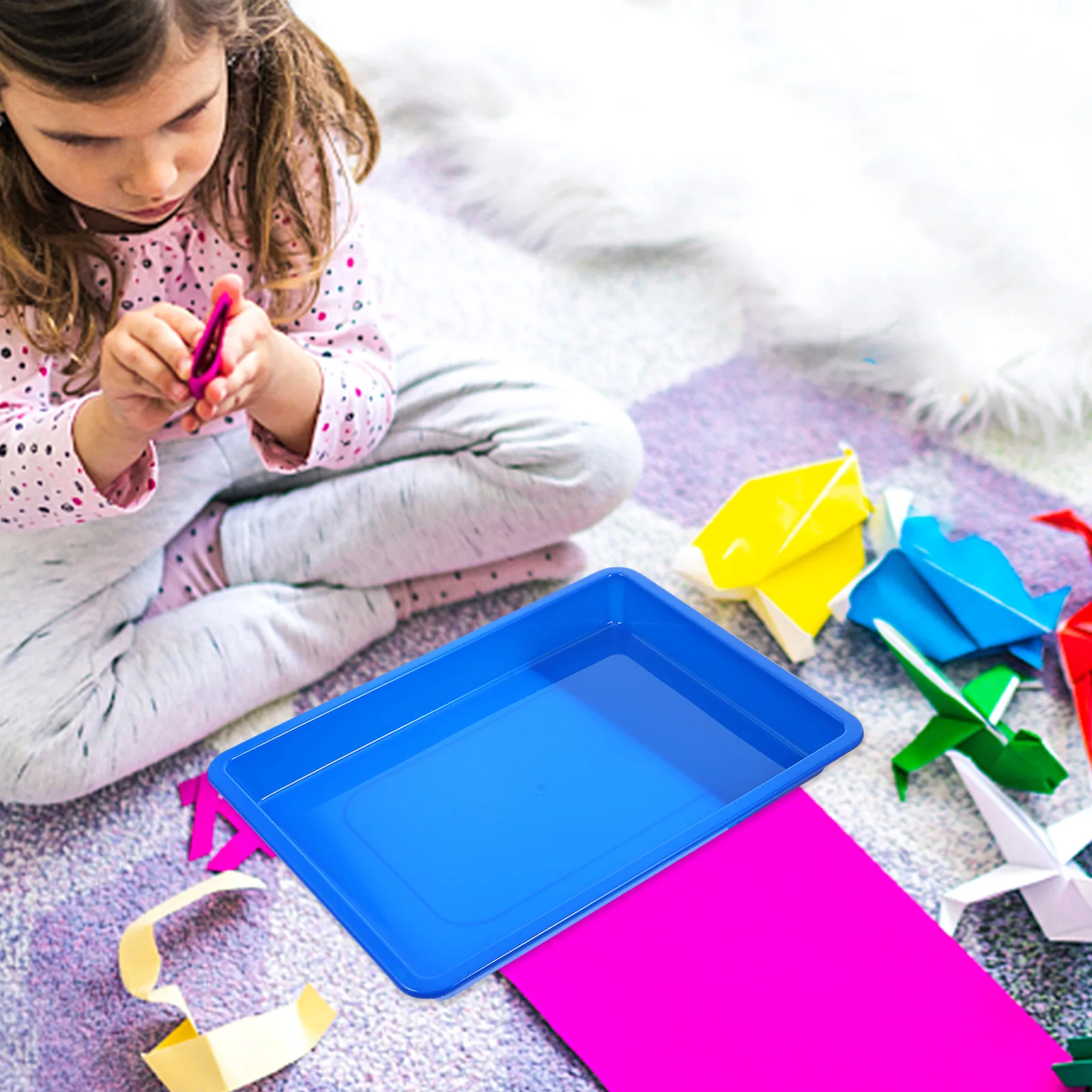 

4pcs Plastic Colorful Trays Sand Storage Classroom Art Craft Serving Tabletop Organizer Plates Pp Strong Easy Clean