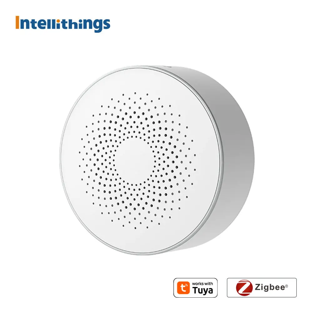 Intellithings Smart Zigbee Wireless Audible and Visible Alarm Work with Tuya Sound and Flash Alarm Siren Detector Sensor