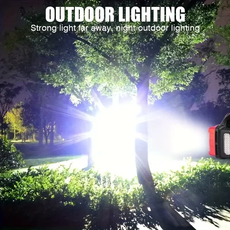 

1pc of Versatile COB Outdoor Emergency Portable Searchlight,Rechargeable Via Solar And USB, Ideal for Camping,