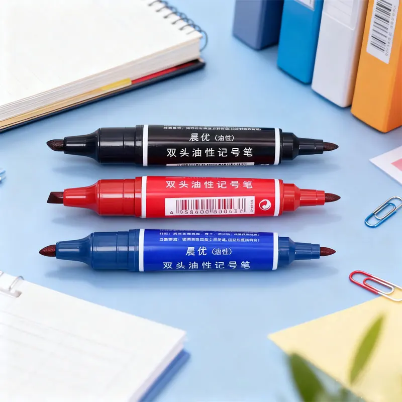 

Thick-tipped Marker Pen in Black Blue Red with No Color Fading At Both Ends Waterproof Double-tipped Oil-based Large-tipped Pen