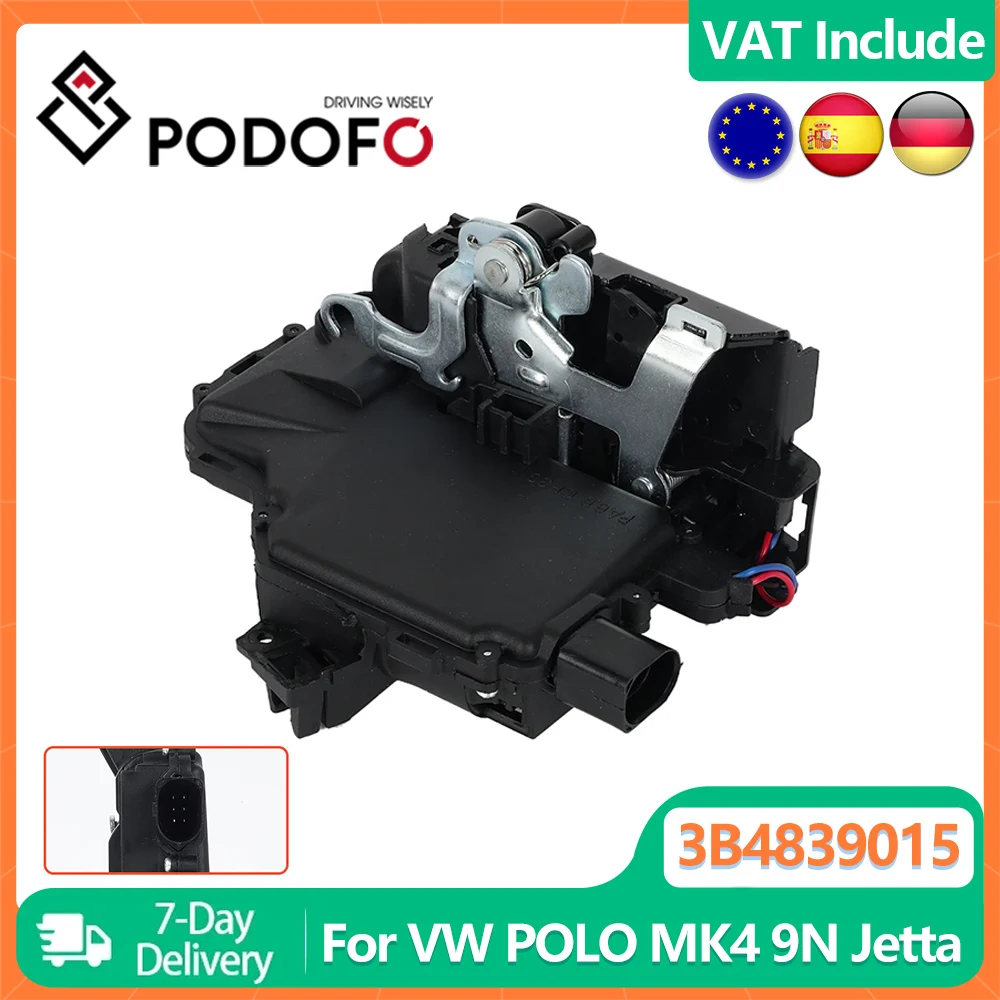 Podofo Rear Left Door Lock Actuator For VW Polo MK4 9N Beetle Golf GTI Jetta Passat Rabbit 3B4839015A 3B4839015 3B4839015